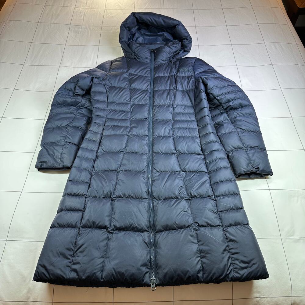 The North Face Parka Womens Medium Navy Blue Metropolis Down Hooded Puffer 550
